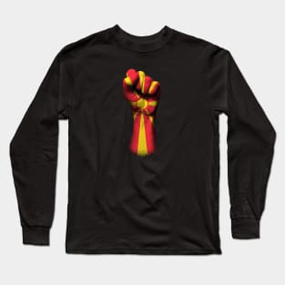 Flag of Macedonia on a Raised Clenched Fist Long Sleeve T-Shirt